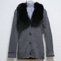 グレーファー付きワイドリブカーディガン【S】