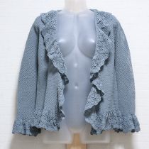 ブルーグレークロッシェフリルカーディガン