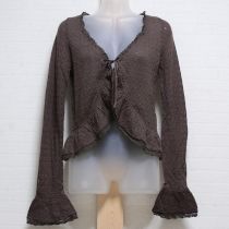 こげ茶透かし編みボレロカーディガン
