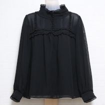黒フリル使いシフォンブラウス【4(11号)】