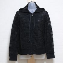 黒花モチーフストレッチカットソーパーカー【3(9号)】