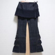 紺裾フリルタブリエ付きパンツ【M】