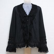 黒クロッシェローンオーバーブラウス【M】