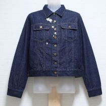 紺花刺繍入りデニムジャケット【S】