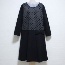 黒カメリアフロッキープリントニットワンピース【4(11号)】