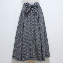 黒水玉フレアースカートサッシュ付き