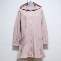 ピンクフード付きスウェットチュニックパーカー