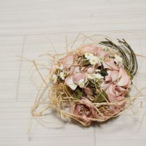 ピンク薔薇ブーケコサージュ