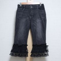 黒裾レースデニムパンツ【L】