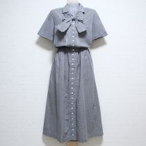 黒ギンガムタイ付きワンピース