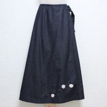 黒リボンカメリアデニム巻スカート