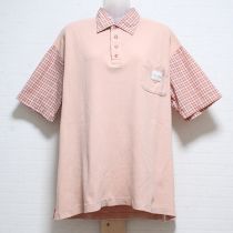 ピンクチェック使いポロシャツ【L】