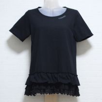 黒レース使いカットソーチュニック【3(M)】