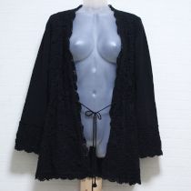 黒クロッシェ使いロングカーディガン【9号】