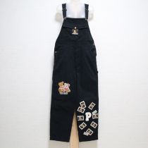 黒ペアくま刺繍オーバーオール