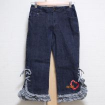 紺デニムハート刺繍パンツ【M】
