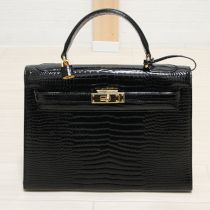 黒型押しケリー型2WAYバッグ