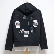 黒花図鑑刺繍ゼッケンパーカー【4(L)】