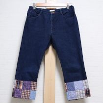 紺裾パッチワークパンツ【L】