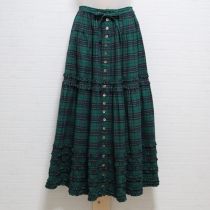 グリーンネルチェックフリルスカート