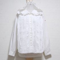 白ロゴ刺繍フード付きブラウス【L】