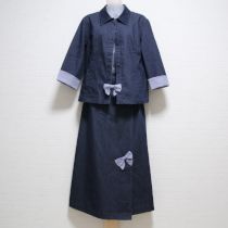 紺ギンガム使いデニムスーツ