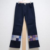 紺パッチワーク使いデニムパンツ【L】