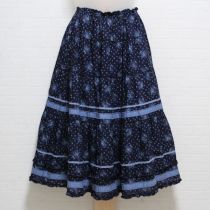 紺フルリールミディ丈ローンスカート