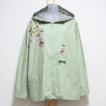 薄荷グミくま刺繍フード付きシャツジャケット【M】