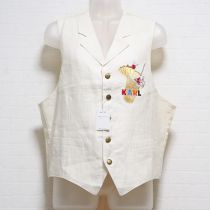 生成カクテル刺繍リネンベスト【M】