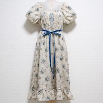 ベージュ×ブルー系アンティークローズワンピース