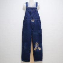紺マリンくま刺繍オーバーオール