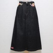 黒パッチワークデニムスカート【L】