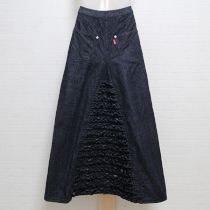 紺フリル使いデニムスカート