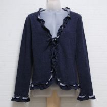 紺フリル使いカットソーカーディガン