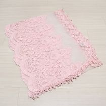 ピンク刺繍レースストール