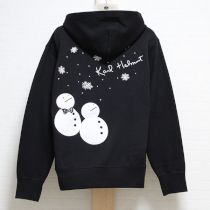 黒雪だるまアップリケスウェットパーカー【3(M)】