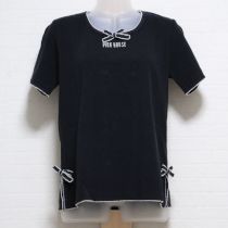 黒リボン使いパイルカットソー