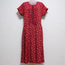 赤花柄ポリワンピース