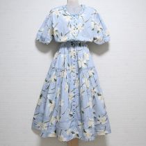 水色ストライプくちなしリボンワンピースストール付き