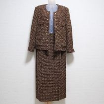 茶系サテンリボン使いスーツ【M】