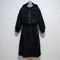 黒フリルピンタックパッチワークジャケット&スカート