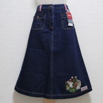青ベリーテールラビット刺繍デニムスカート【3(M)】