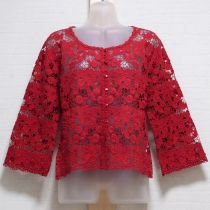 赤花クロッシェカーディガン