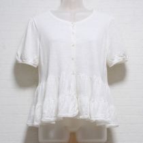 白裾フリルリネンカーディガン