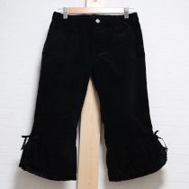 黒ベルベット使いピコフリルコーデュロイパンツ【L】