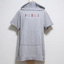 グレーカラフルロゴ刺繍パーカー