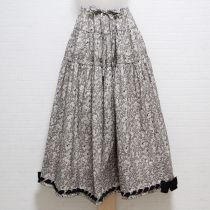 グレー薔薇ブーケプリントトリミングスカート