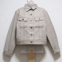 ベージュロゴ刺繍デニムジャケット
