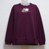 ボルドーオフィーリアの花飾り刺繍入りトレーナー